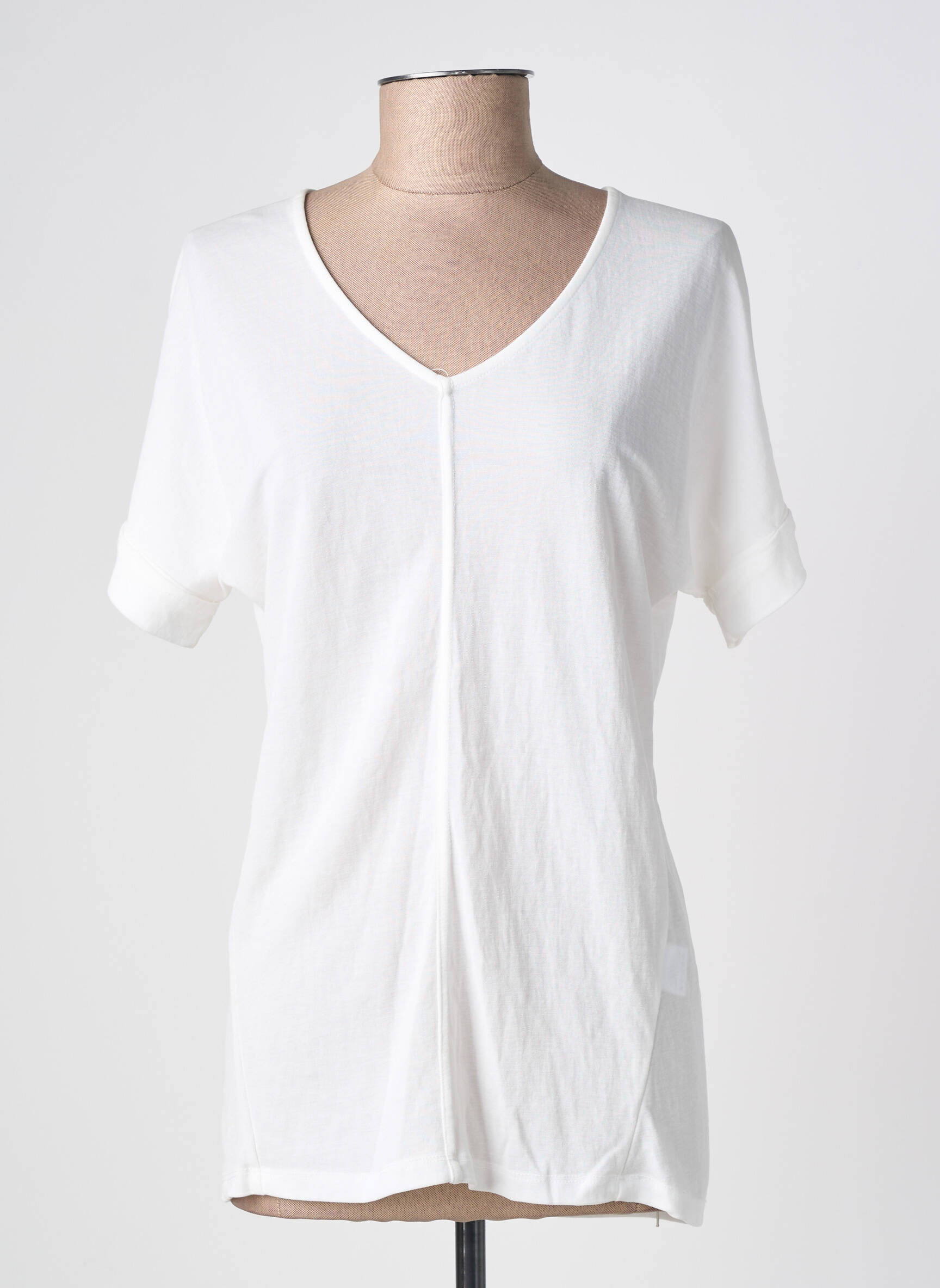 T-shirt coupe droite manches courtes blanc M.X.O femme