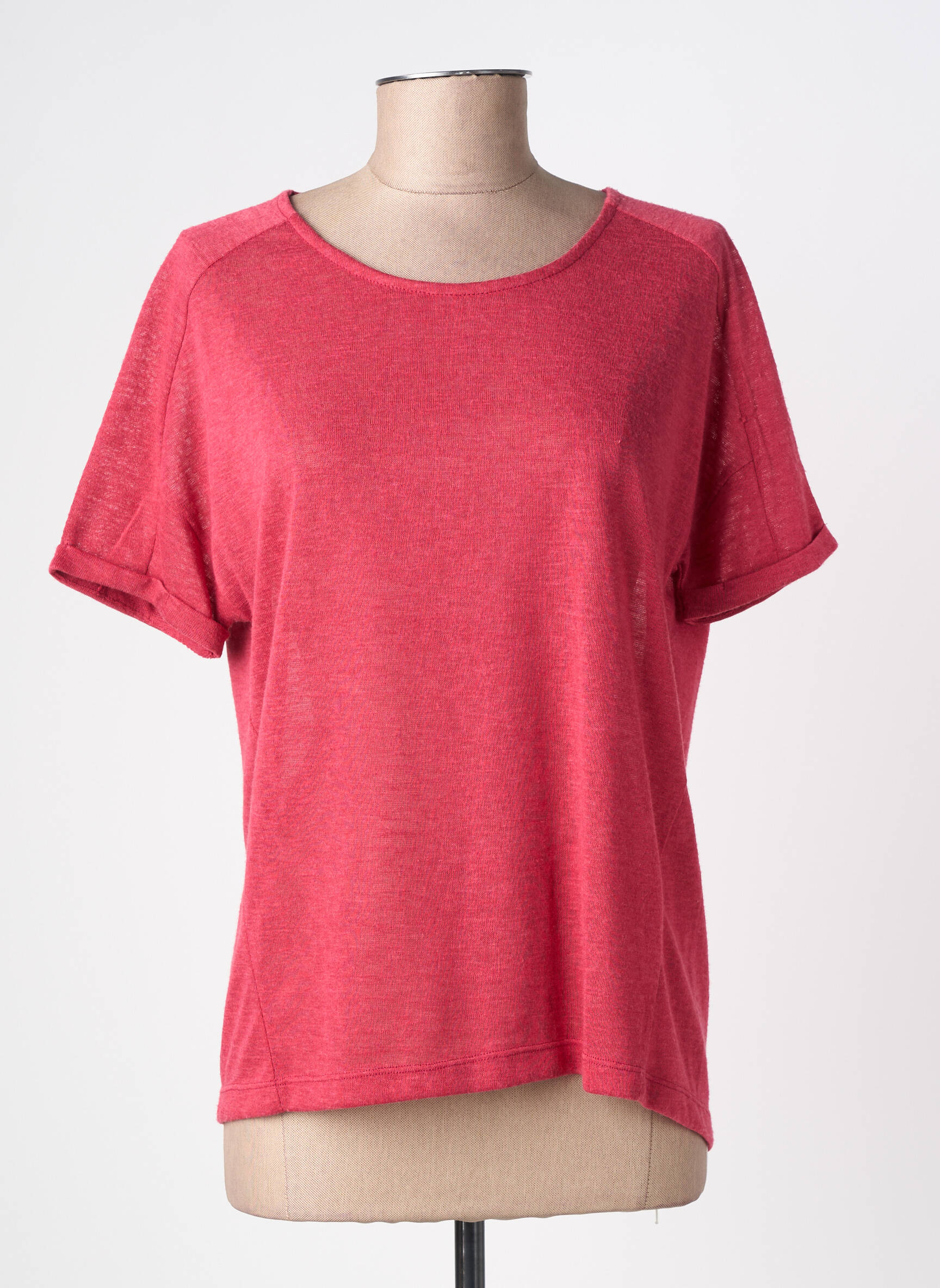 T-shirt coupe droite manches courtes rouge C'EST BEAU LA VIE femme