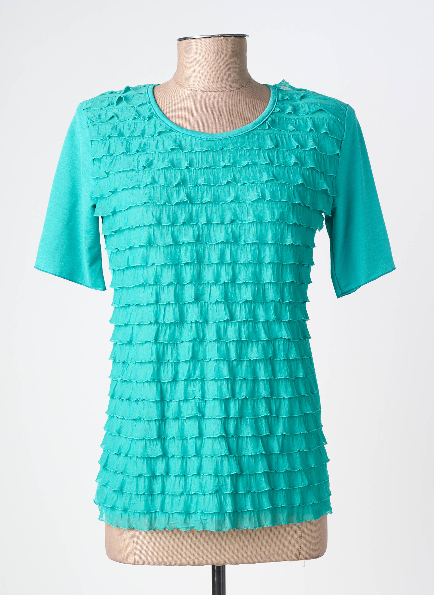 T-shirt coupe cintrée manches courtes vert PLURIELLES femme