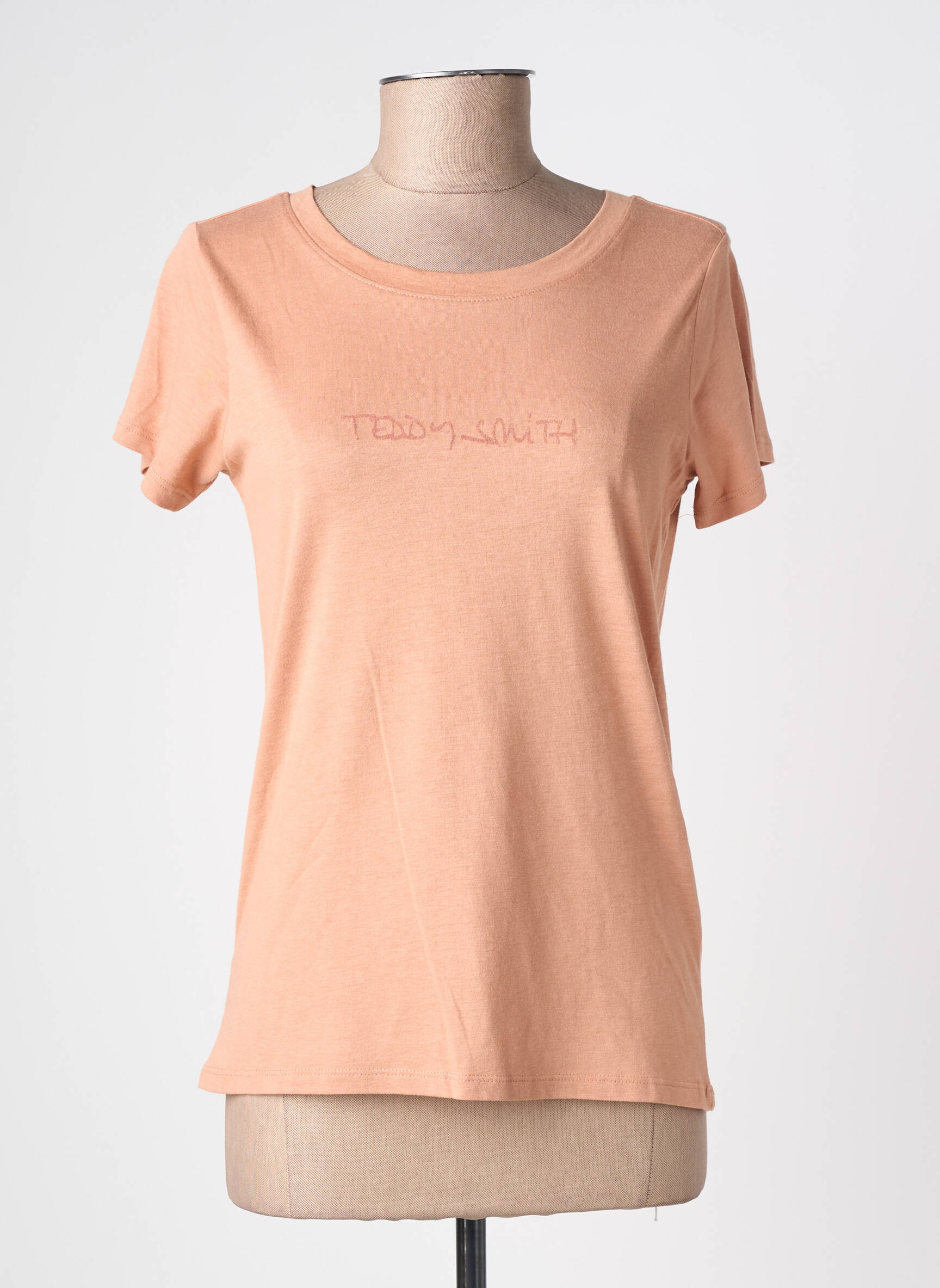 T-shirt sérigraphie floquée manches courtes orange TEDDY SMITH femme