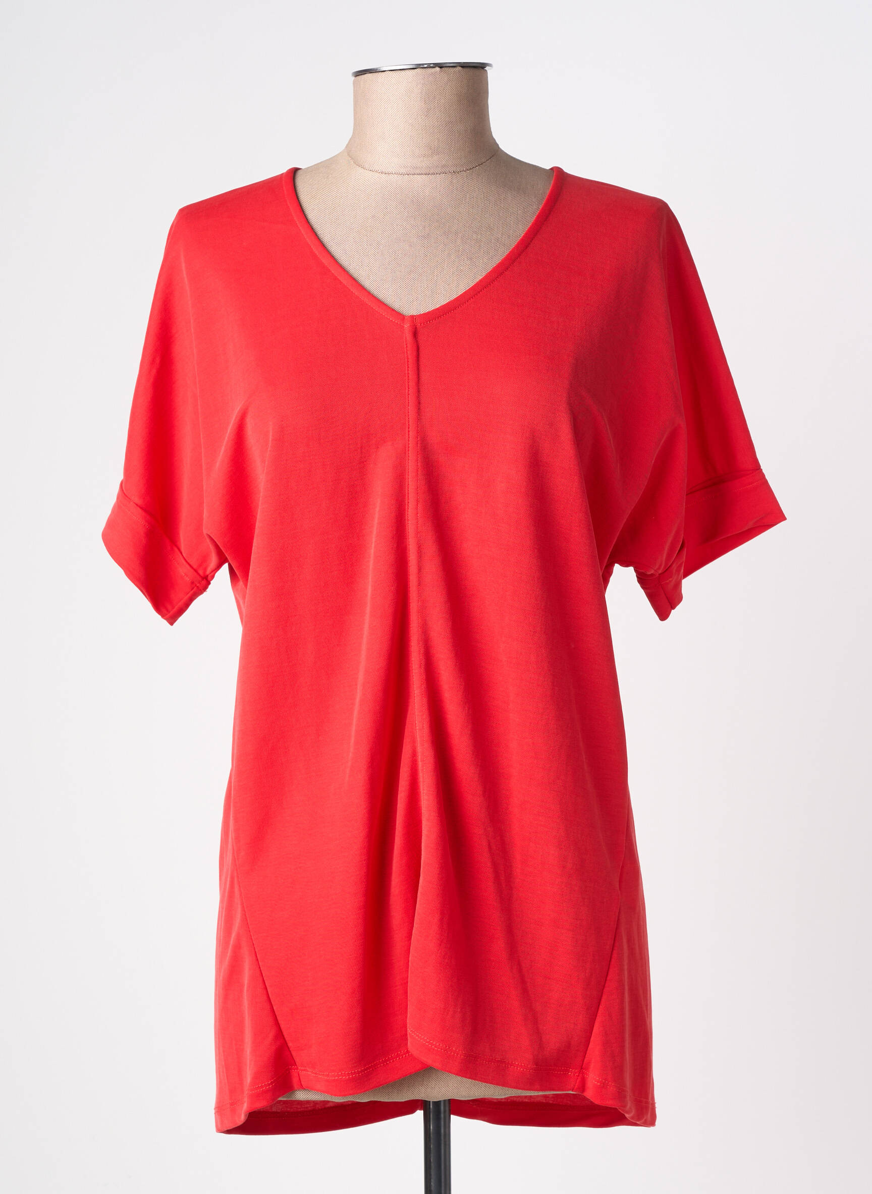 T-shirt coupe droite manches courtes rouge M.X.O femme
