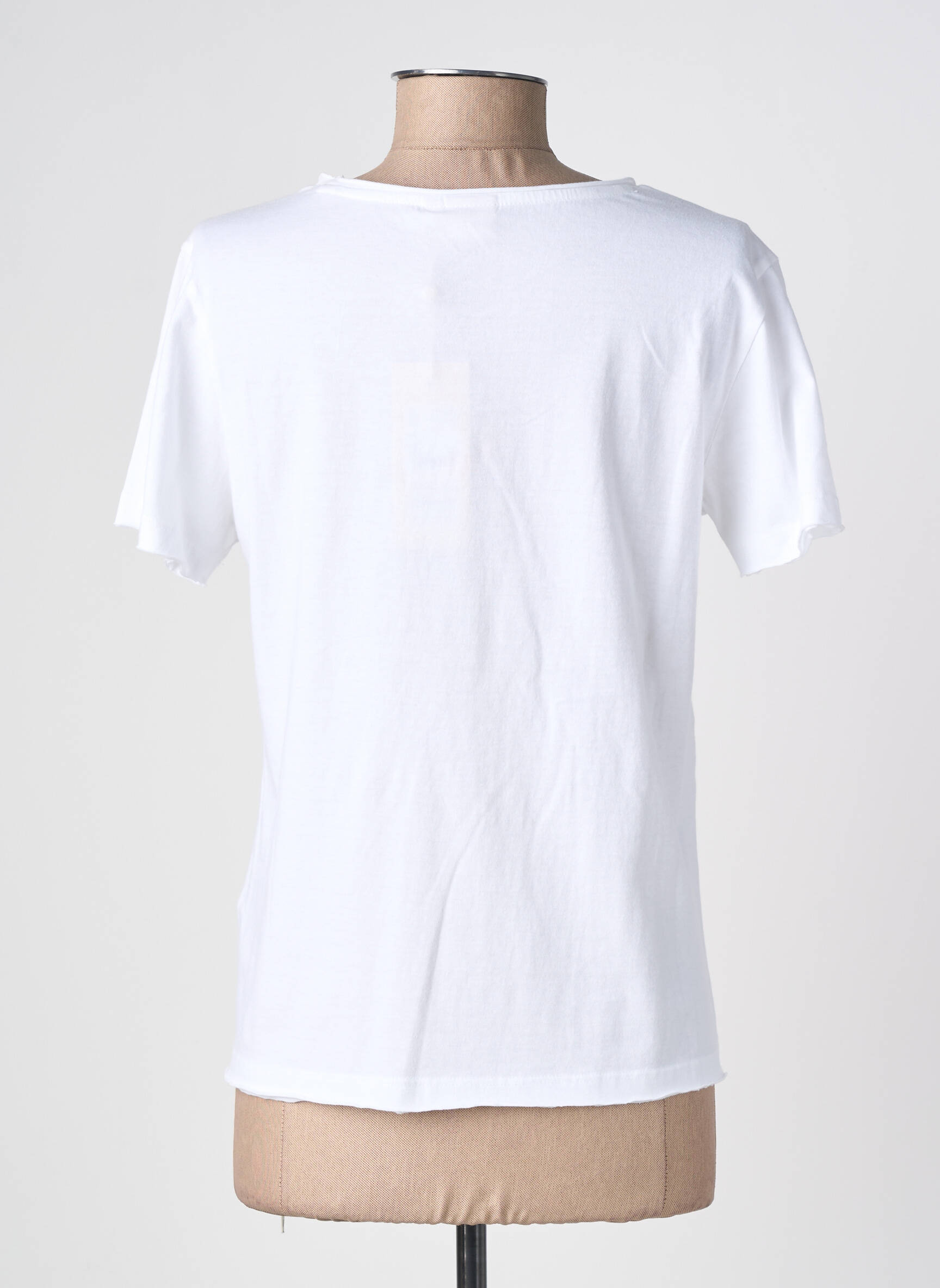 T-shirt sérigraphie floquée manches courtes blanc CREAM femme