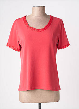 Top stretch manches courtes rouge QUATRE VINGT JOURS femme