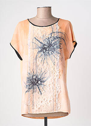 Top tissage crêpe manches courtes orange BARBARA LEBEK femme