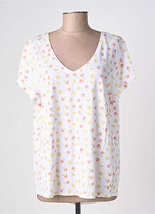 T-shirt imprimé fantaisie manches courtes blanc C'EST BEAU LA VIE femme