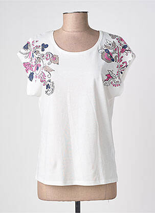 T-shirt sérigraphie manches courtes blanc JULIE GUERLANDE femme