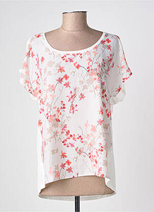 Top tissage crêpe manches courtes blanc JULIE GUERLANDE femme