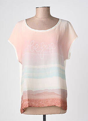 Top tissage crêpe manches courtes rose C'EST BEAU LA VIE femme