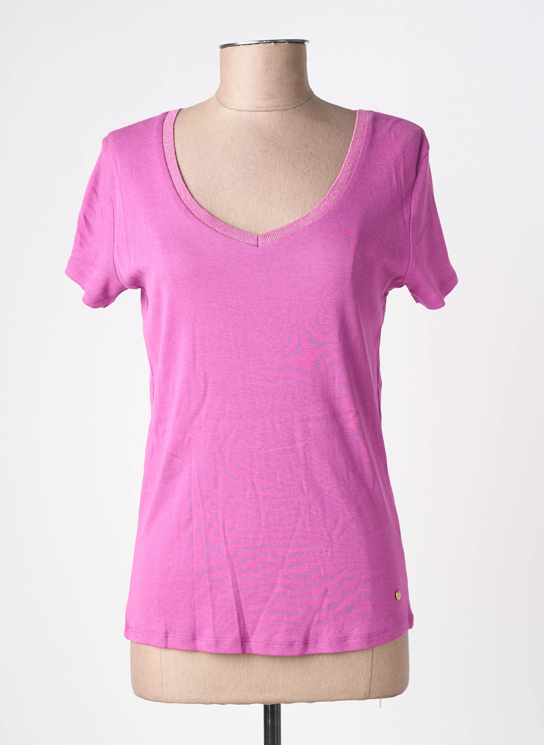 T-shirt stretch manches courtes violet C'EST BEAU LA VIE femme