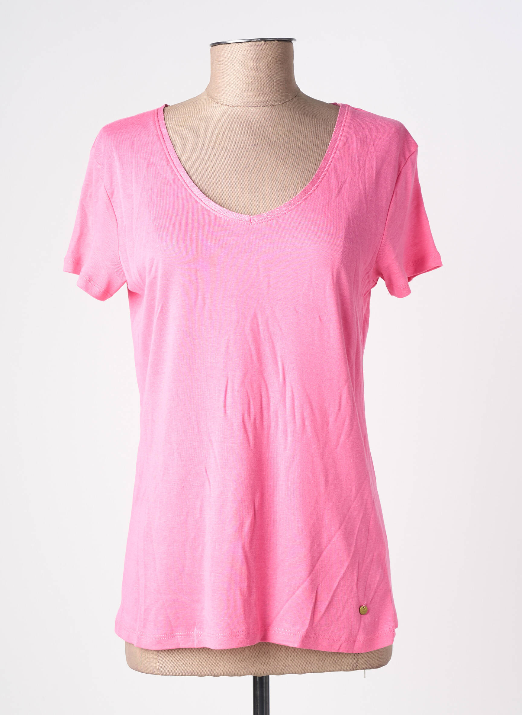 T-shirt stretch manches courtes rose C'EST BEAU LA VIE femme
