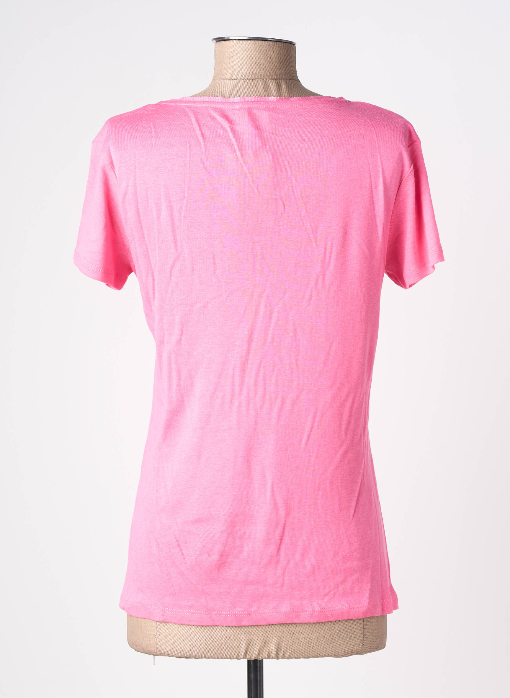 T-shirt stretch manches courtes rose C'EST BEAU LA VIE femme