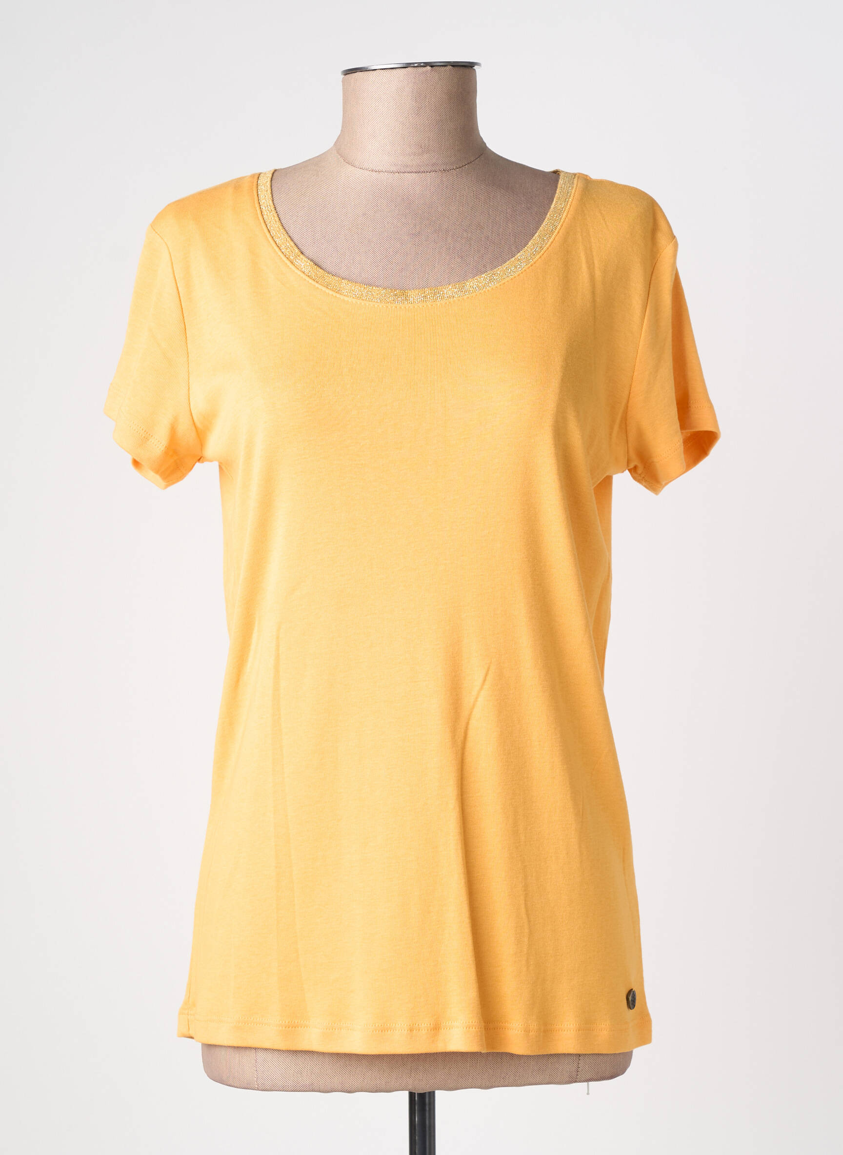 T-shirt stretch manches courtes jaune C'EST BEAU LA VIE femme