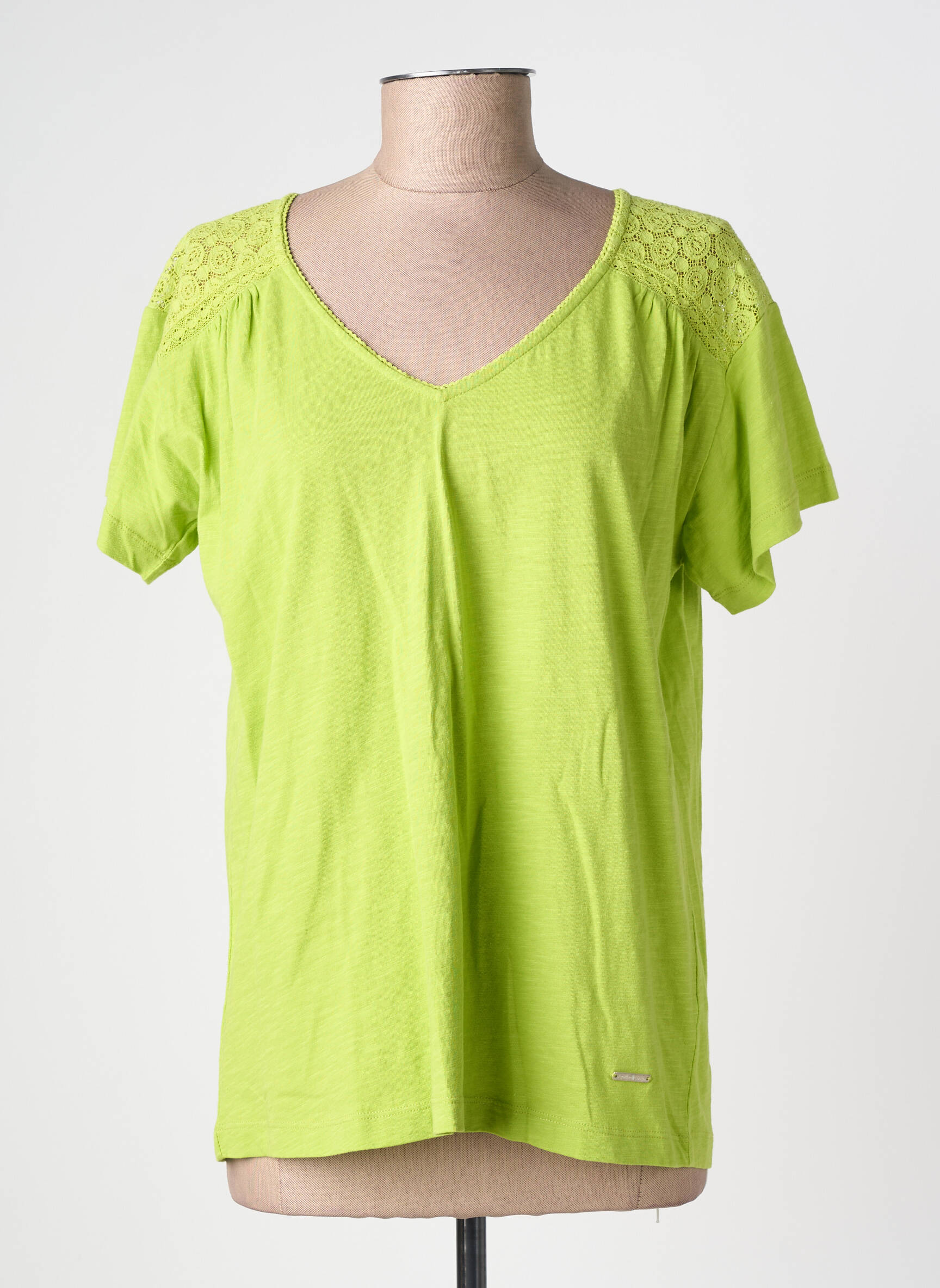 Top stretch manches courtes vert AGATHE & LOUISE femme