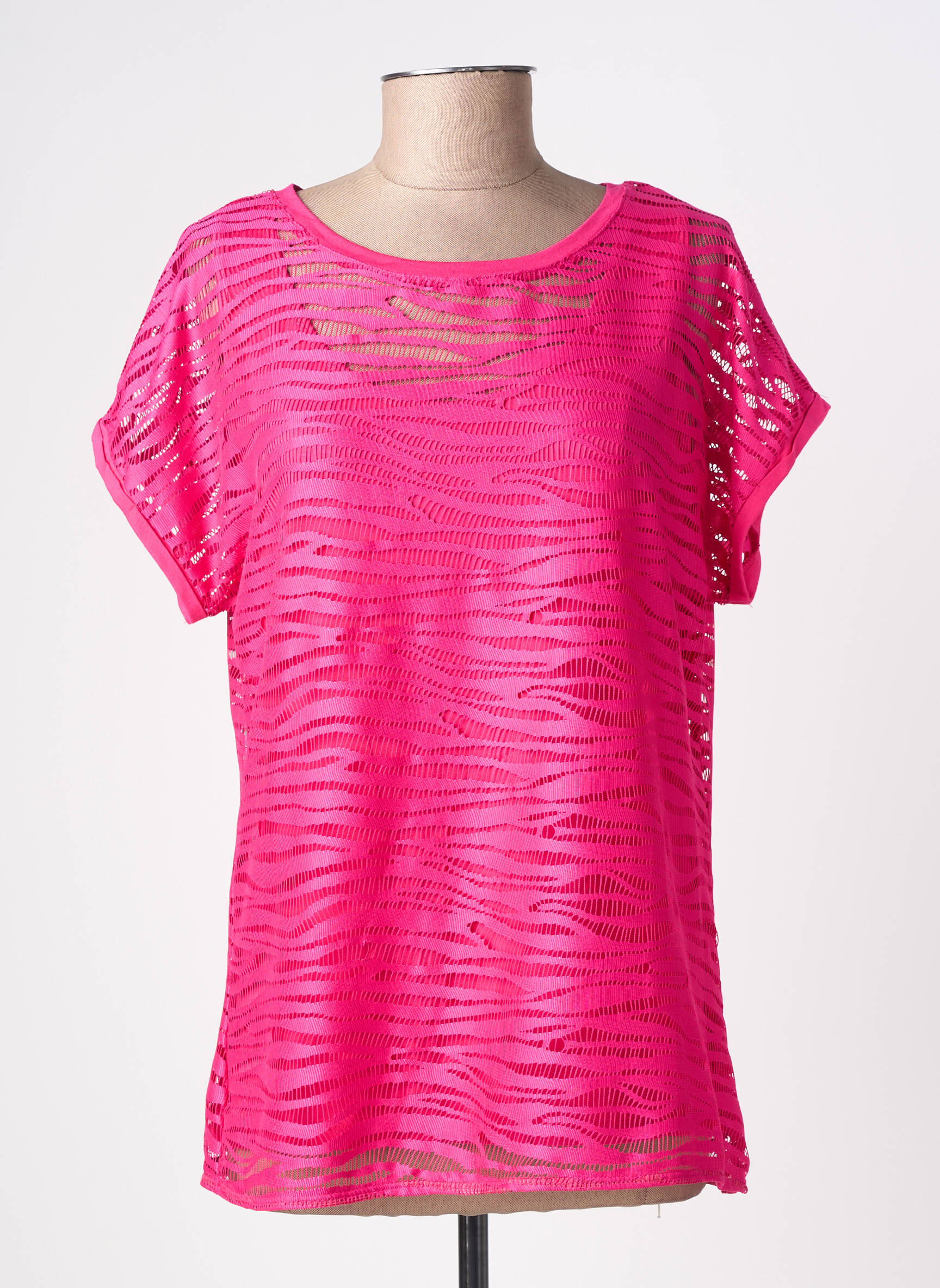Top stretch manches courtes rose BARBARA LEBEK femme