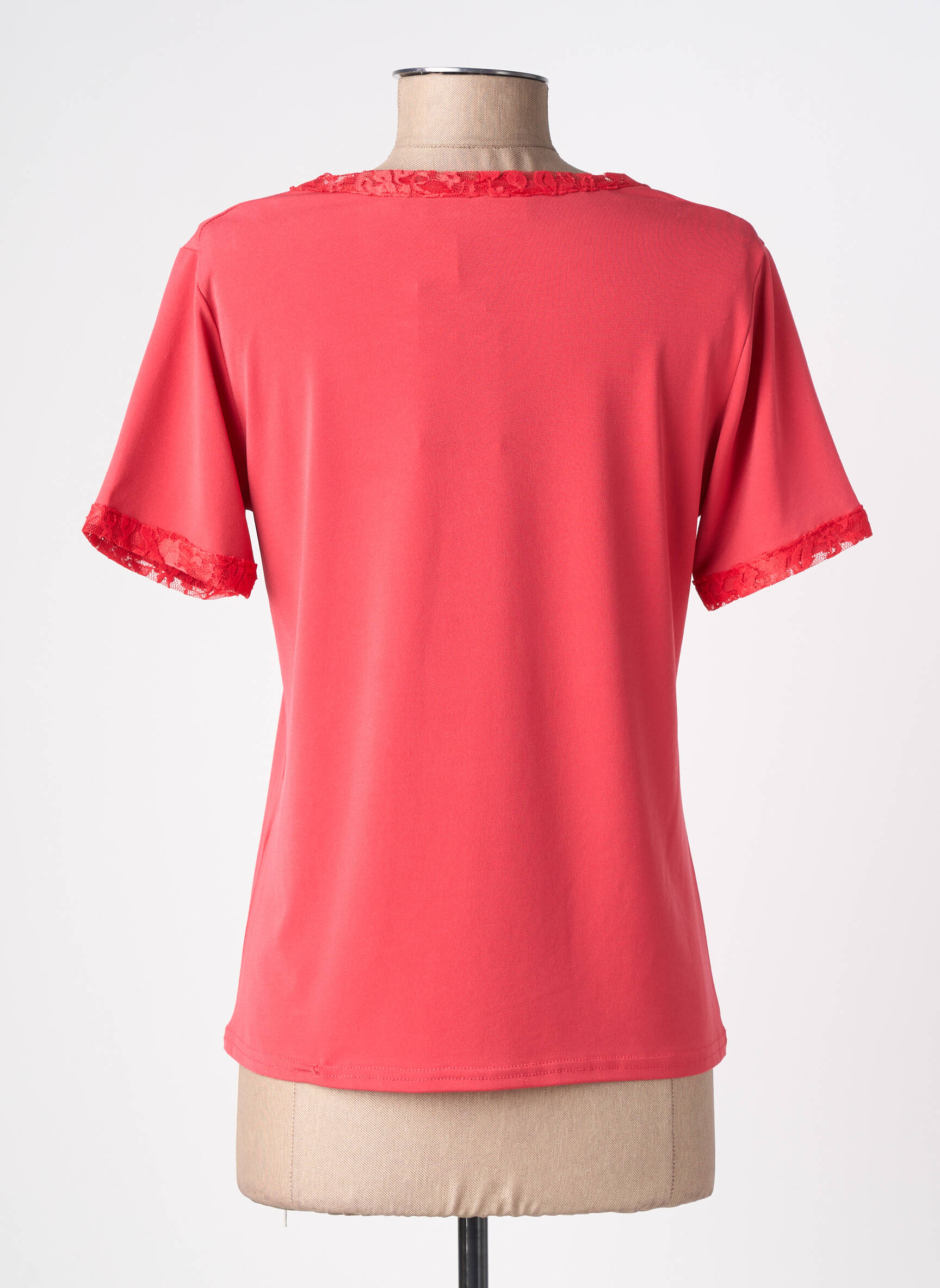 Top stretch manches courtes rouge QUATRE VINGT JOURS femme