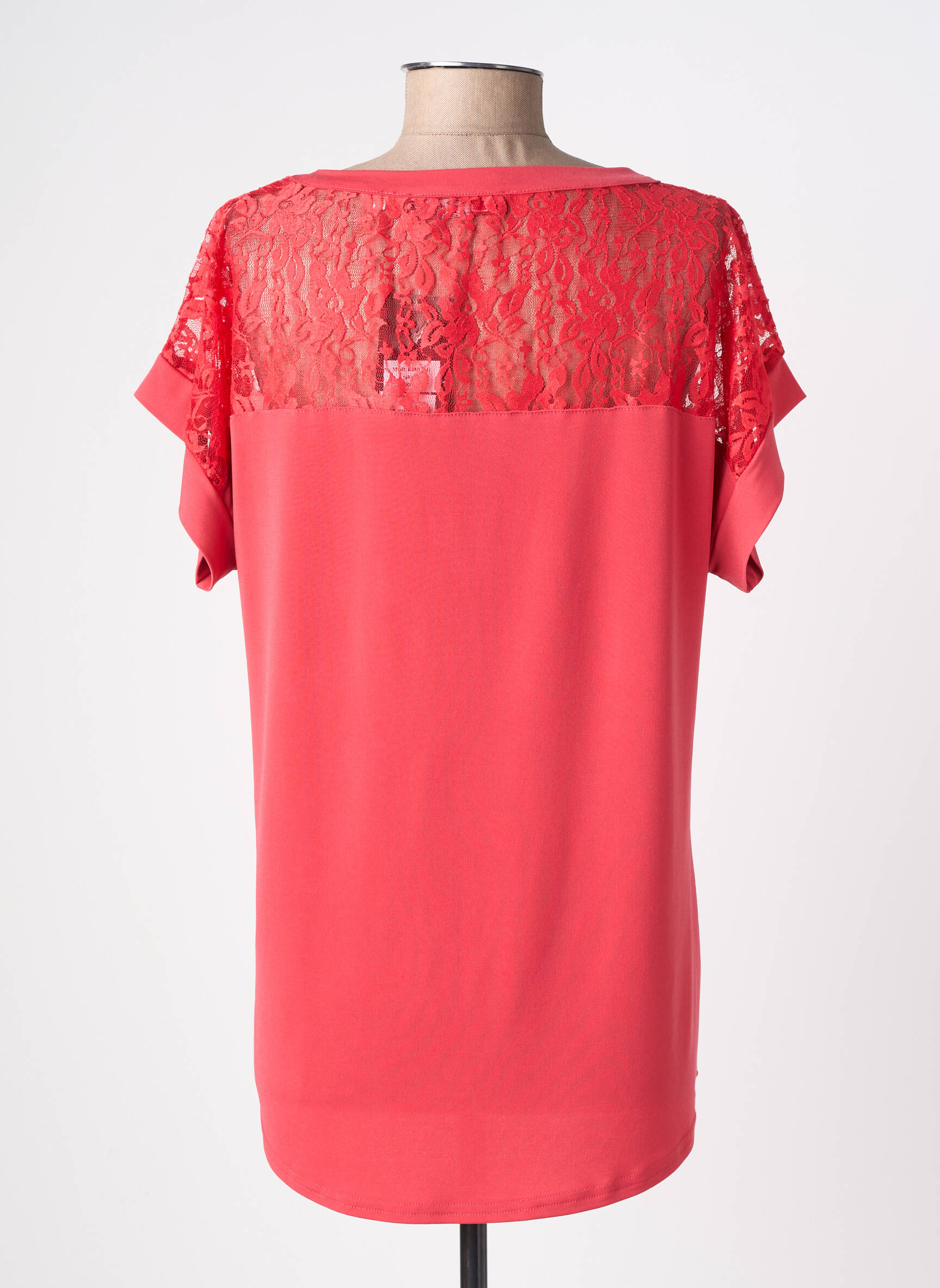 Top stretch manches courtes rouge QUATRE VINGT JOURS femme