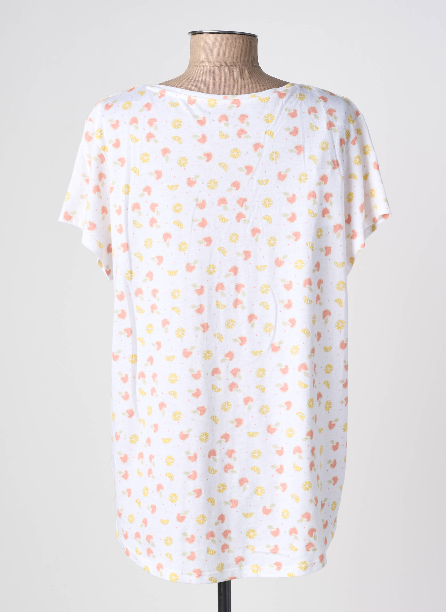 T-shirt imprimé fantaisie manches courtes blanc C'EST BEAU LA VIE femme