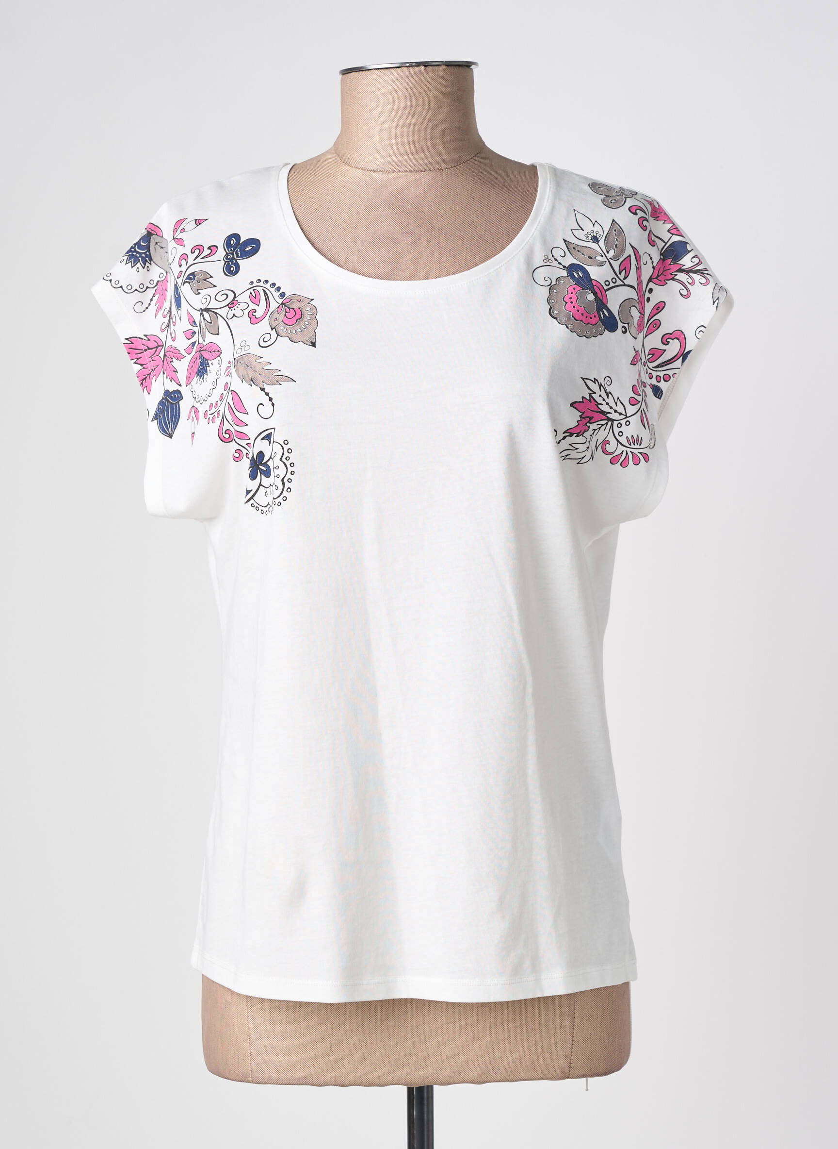 T-shirt sérigraphie manches courtes blanc JULIE GUERLANDE femme
