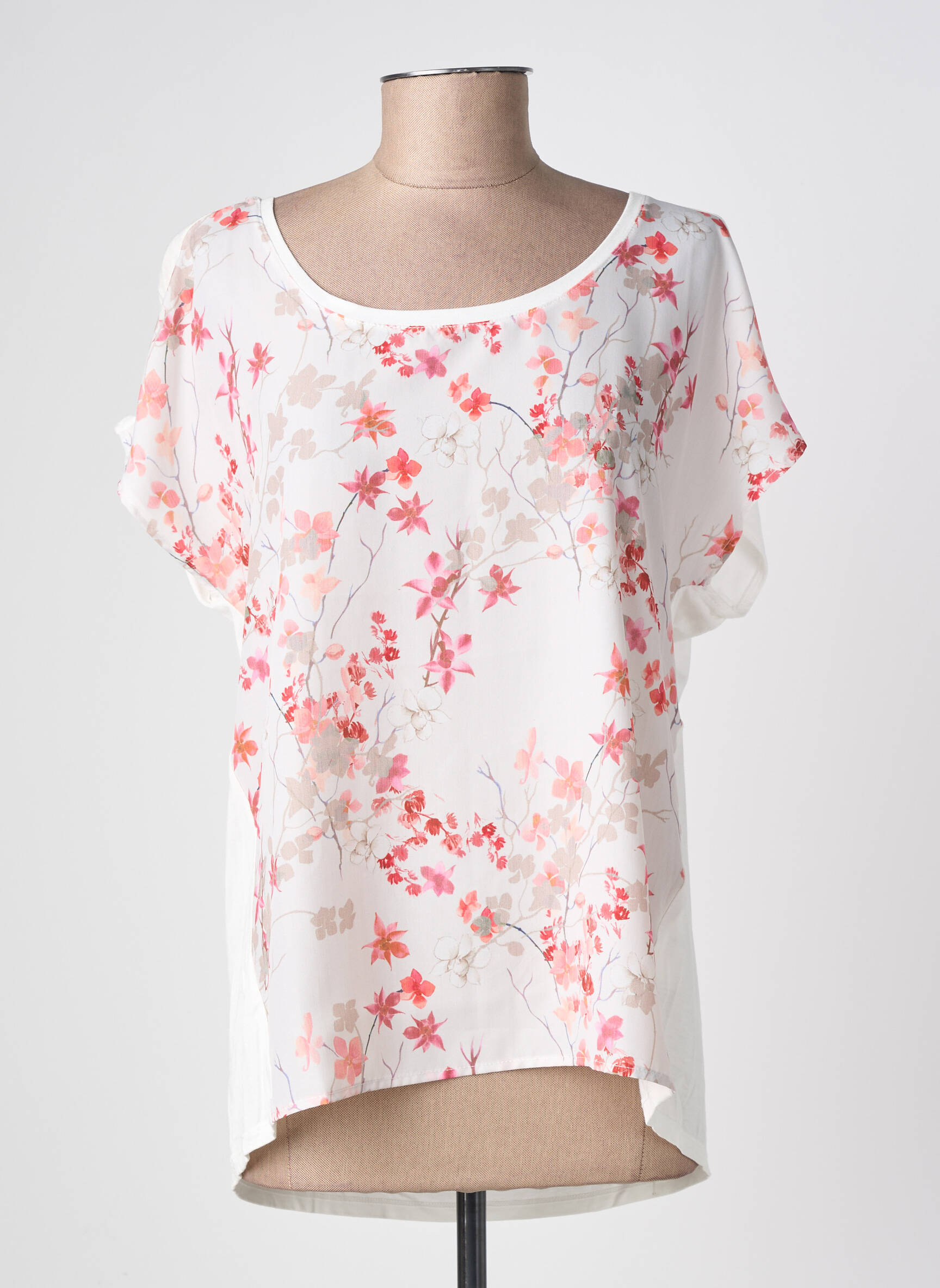 Top coupe fluide manches courtes blanc JULIE GUERLANDE femme