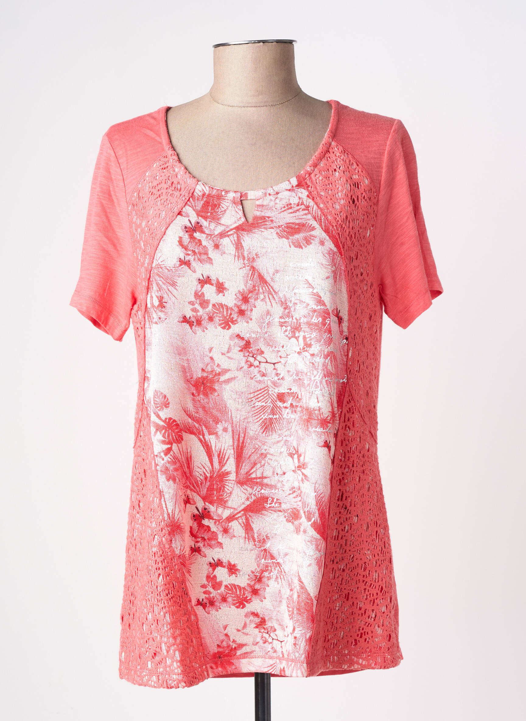 Top stretch manches courtes rose BAGORAZ femme