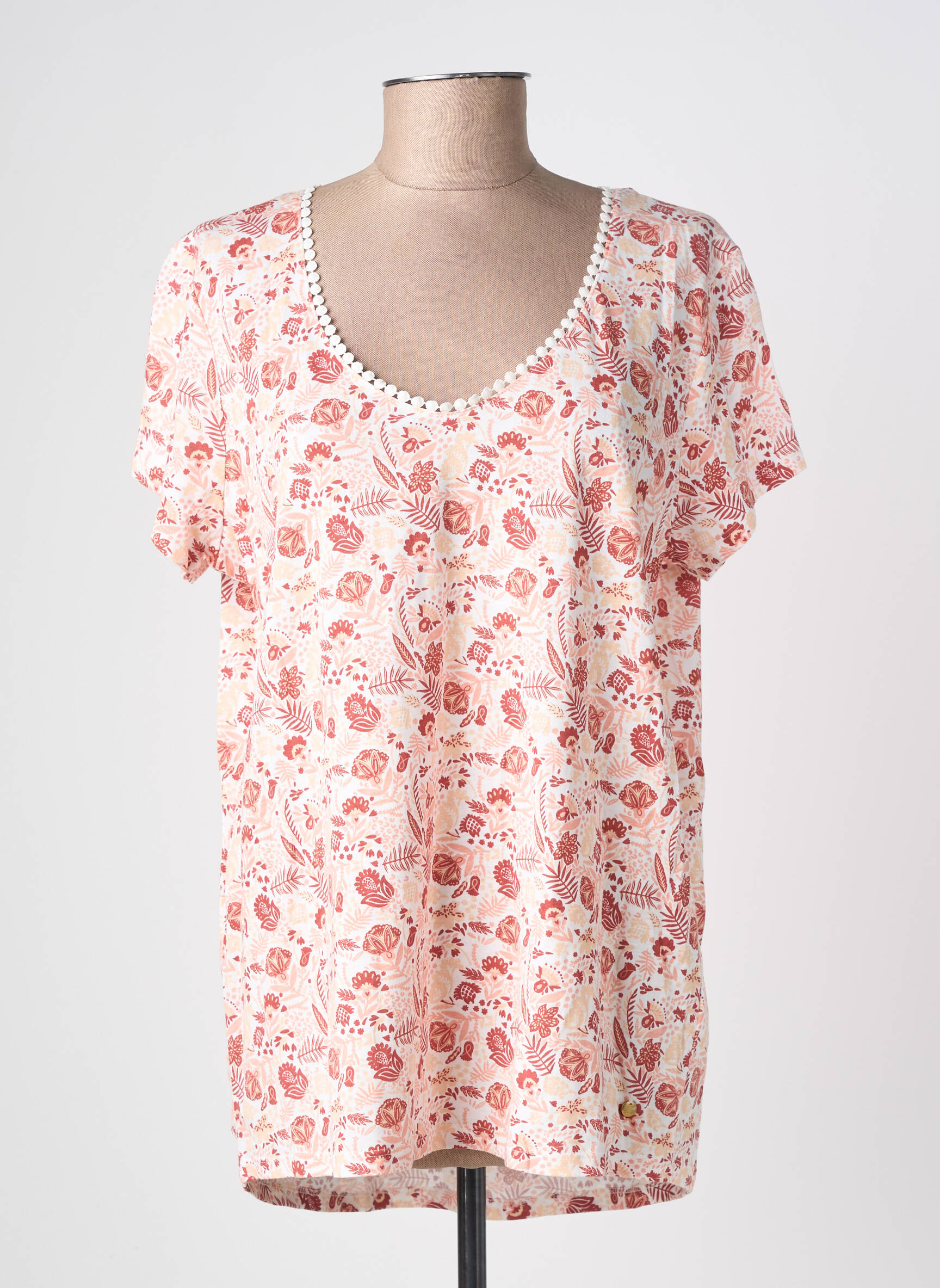 T-shirt imprimé fantaisie manches courtes rose C'EST BEAU LA VIE femme