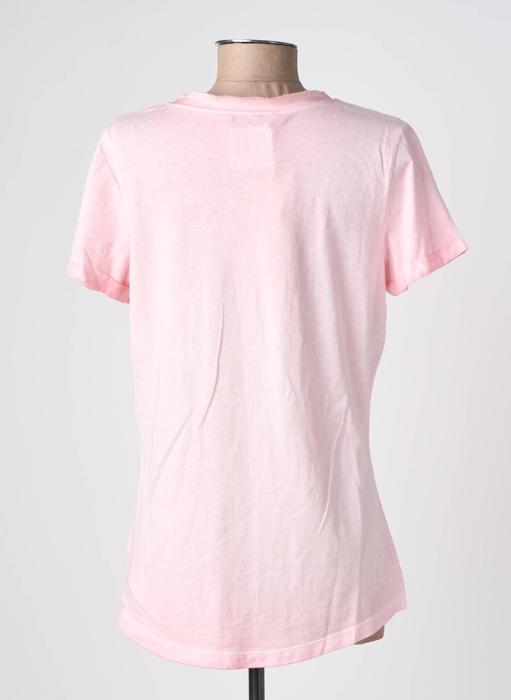 T-shirt col v manches courtes rose BARBARA LEBEK femme