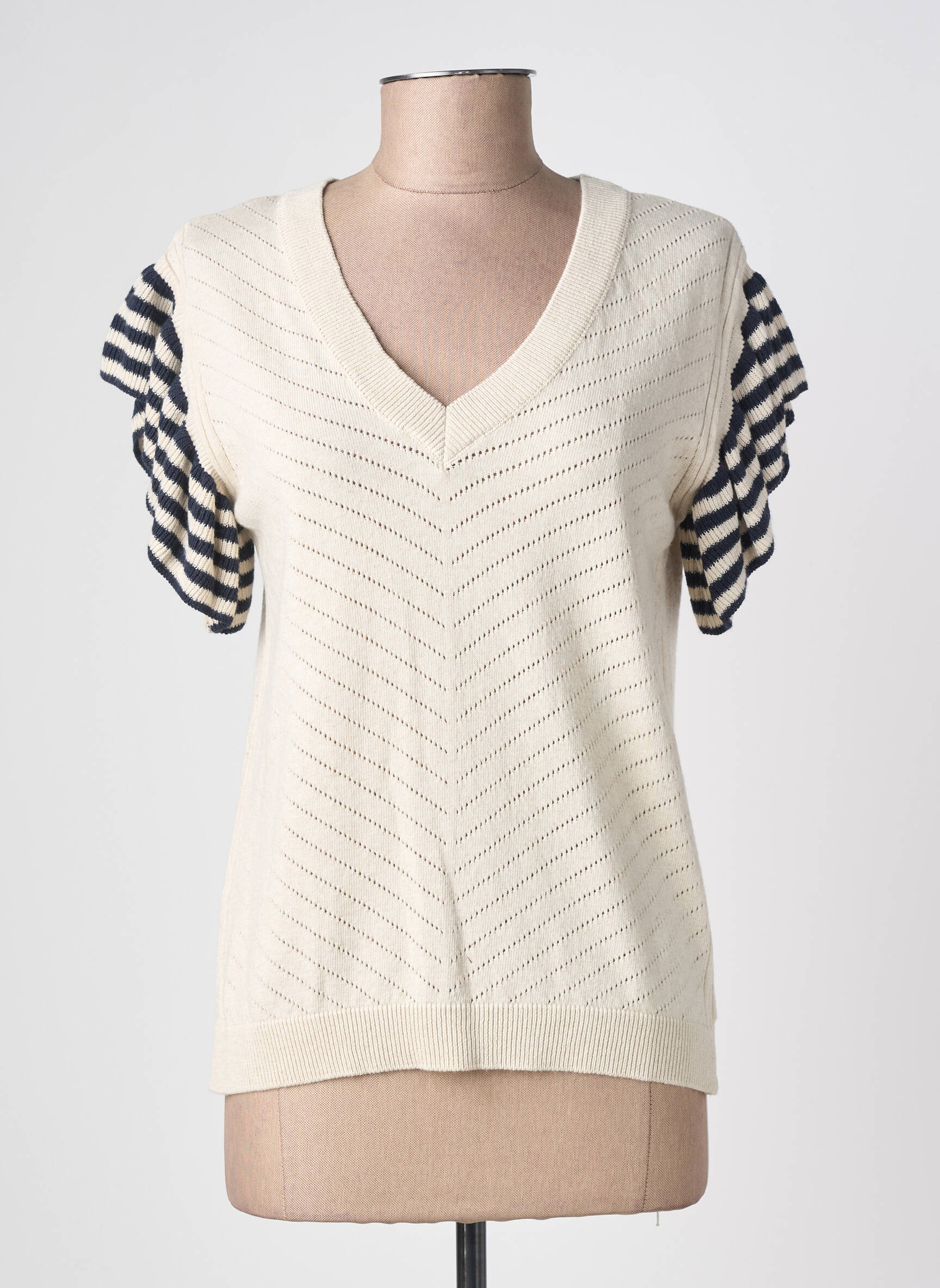 Top stretch manches courtes beige LOLA ESPELETA femme