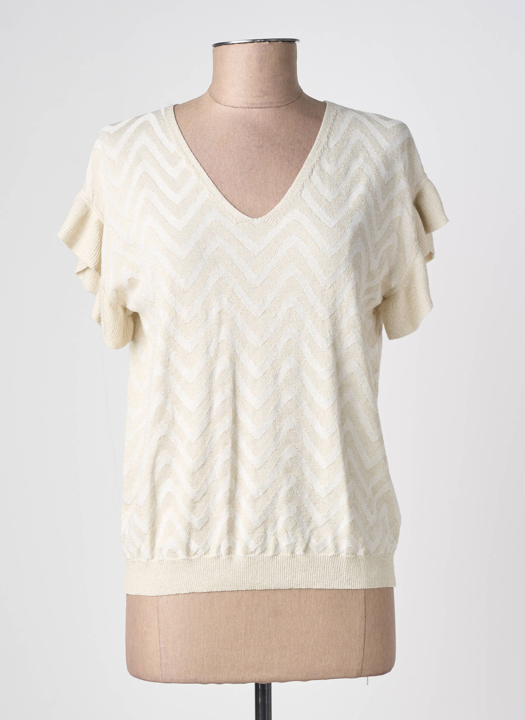 Top stretch manches courtes beige TRIPODE femme