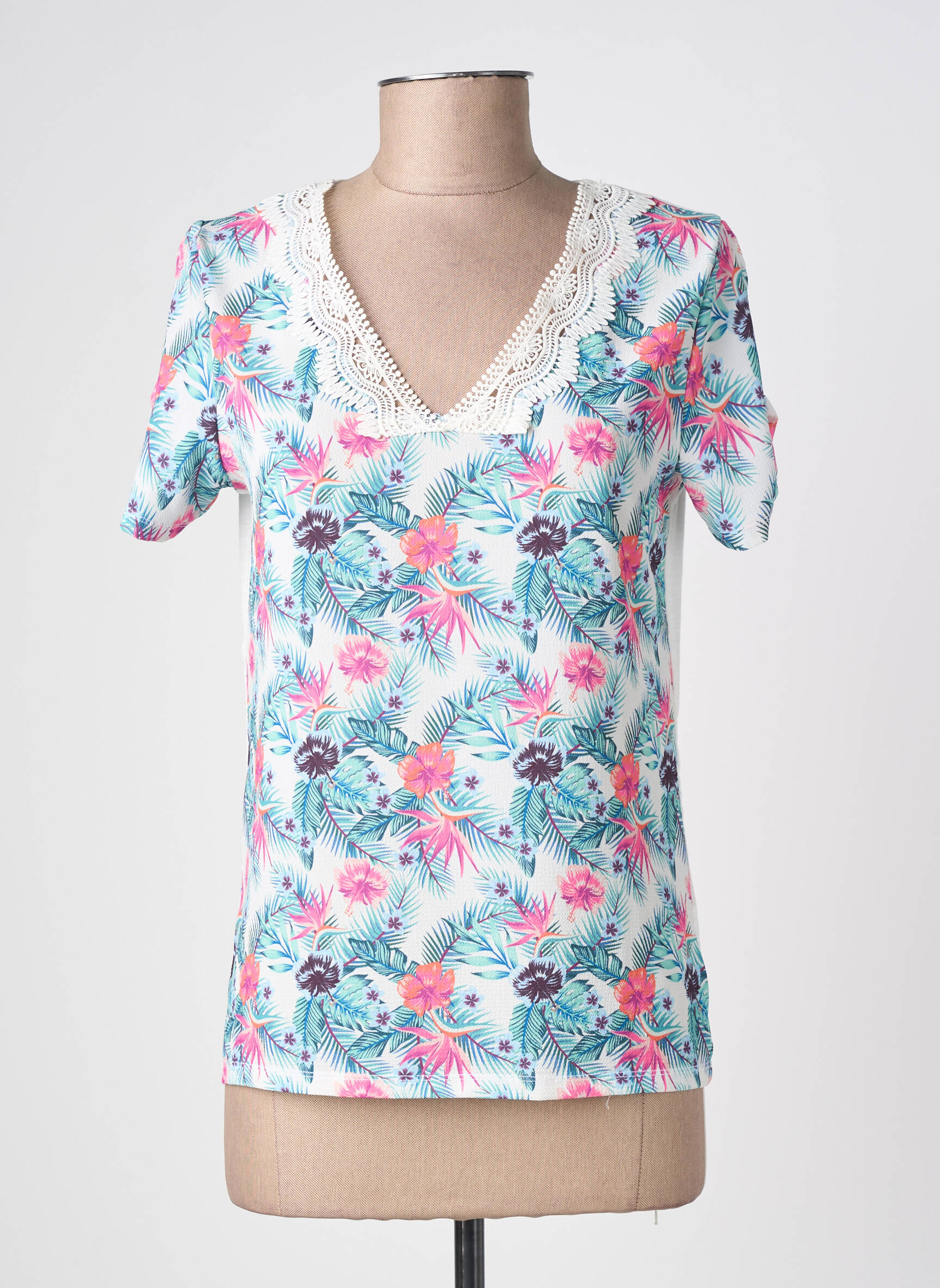 Top manches courtes manches courtes bleu JULIE GUERLANDE femme