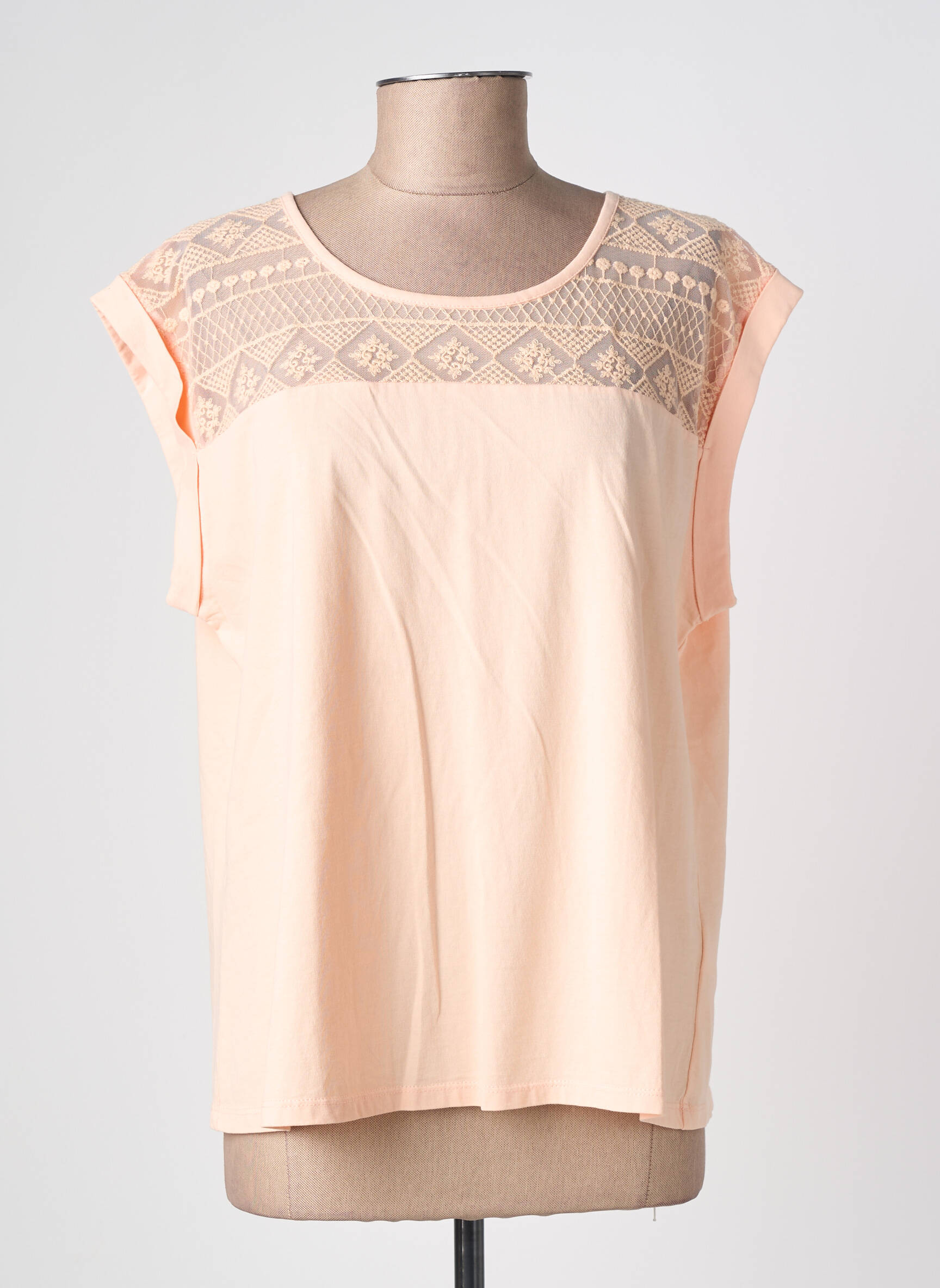 Top stretch manches courtes rose C'EST BEAU LA VIE femme