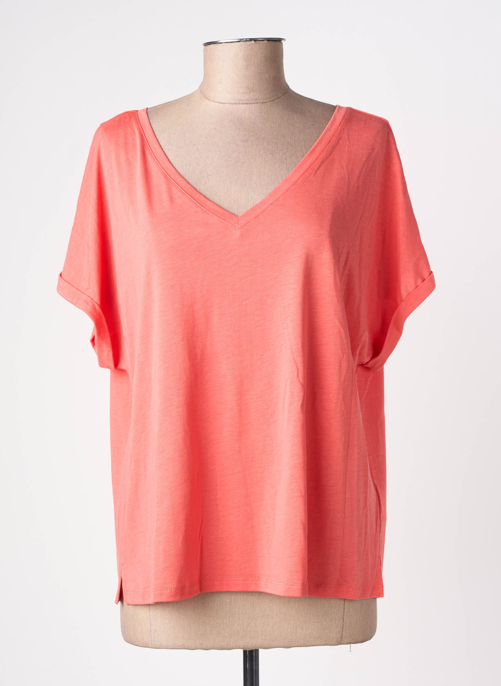 T-shirt col v manches courtes rouge LOLA ESPELETA femme