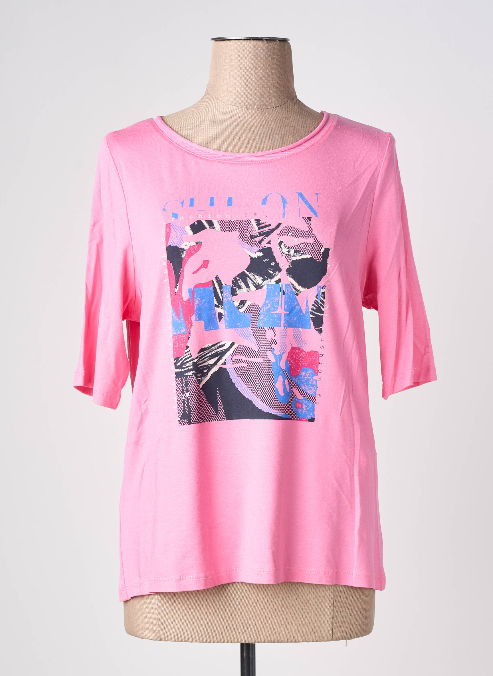 T-shirt manches 3/4 manches 3/4 rose BARBARA LEBEK femme