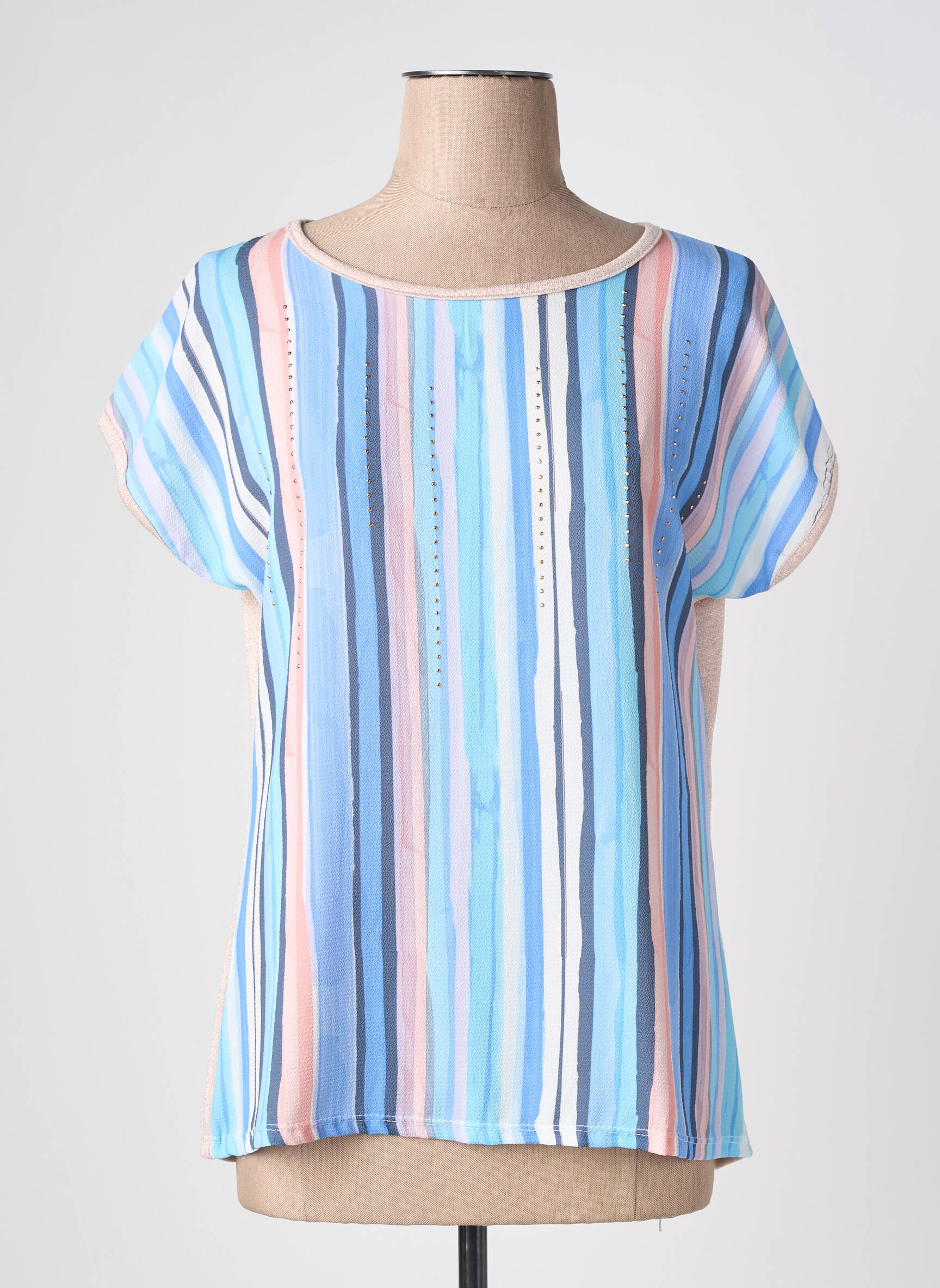 Top stretch manches courtes bleu NURIA VILARDAGA femme
