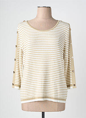 Pull maille souple et aérée manches 3/4 or TRIPODE femme