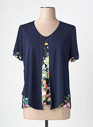 Top stretch manches courtes bleu NAYAT femme