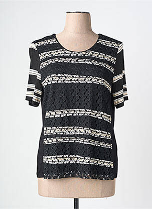 T-shirt col v manches courtes noir BARBARA LEBEK femme