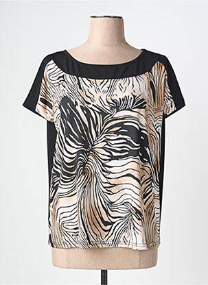 T-shirt coupe droite manches courtes noir QUATRE VINGT JOURS femme