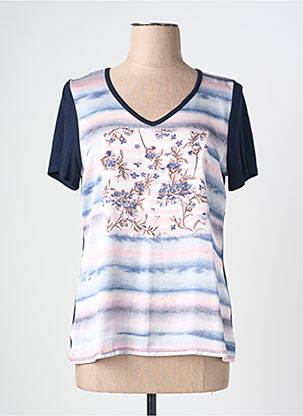 T-shirt coupe droite manches courtes bleu NURIA VILARDAGA femme