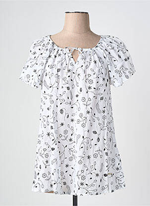 Tunique manches courtes légère et transparente blanc AGATHE & LOUISE femme