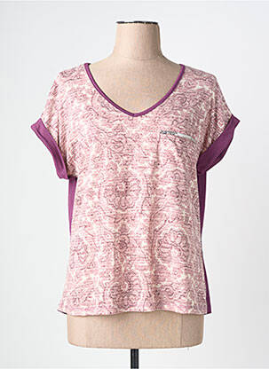 T-shirt col v manches courtes violet NURIA VILARDAGA femme