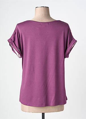 T-shirt col v manches courtes violet NURIA VILARDAGA femme
