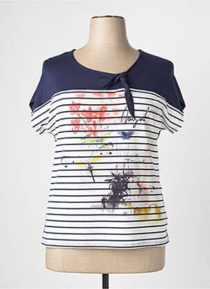 T-shirt sérigraphie avec strass manches courtes bleu NAYAT femme