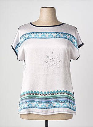T-shirt imprimé fantaisie manches courtes bleu NURIA VILARDAGA femme