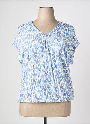 T-shirt col v manches courtes bleu BARBARA LEBEK femme