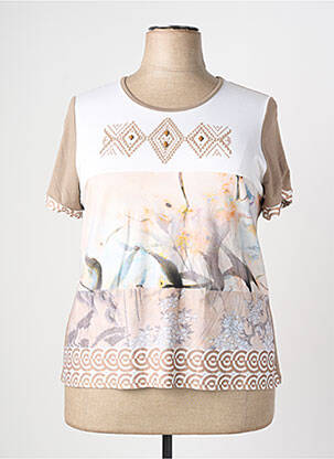 T-shirt imprimé fantaisie manches courtes marron NAYAT femme