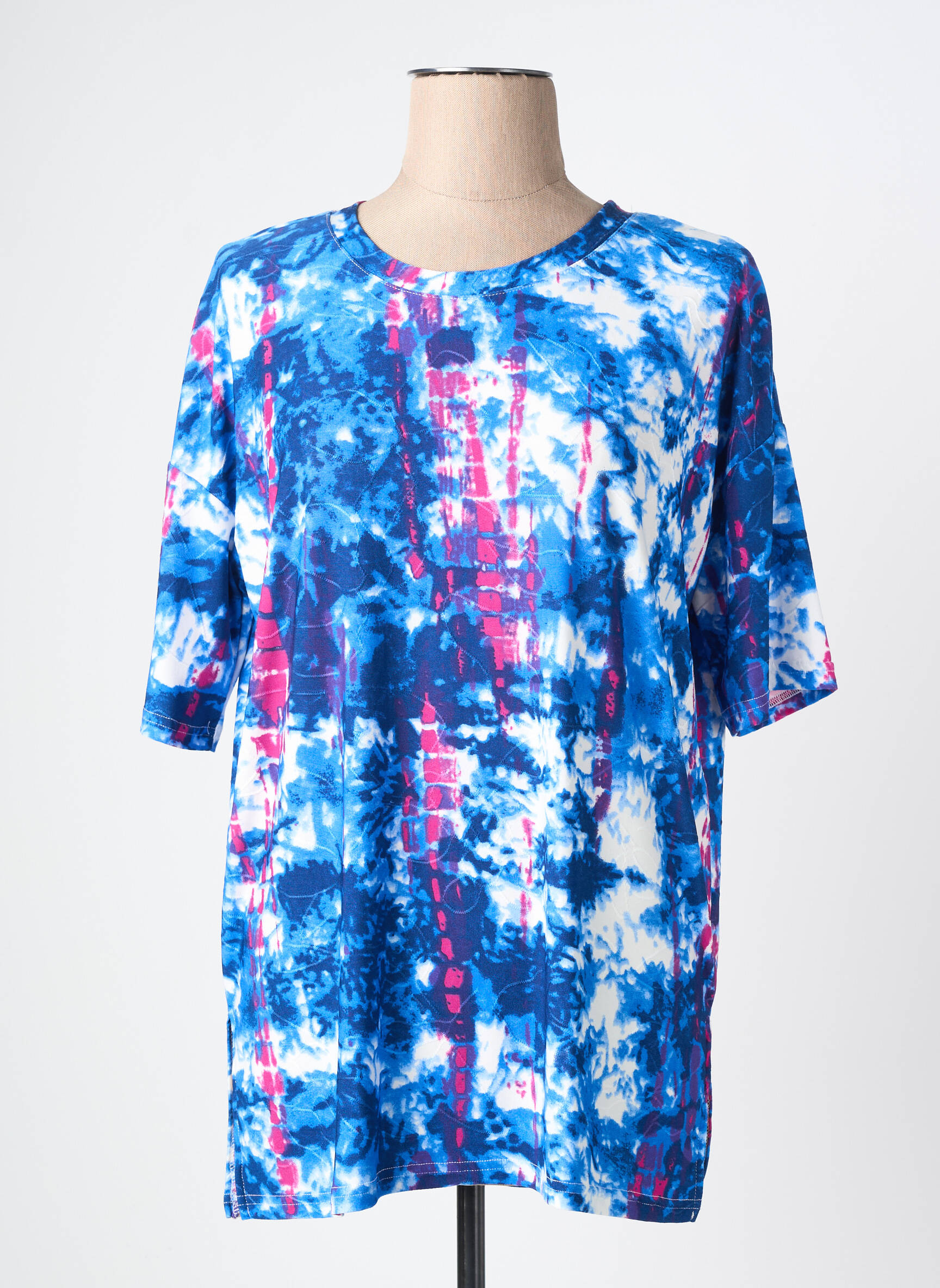 T-shirt imprimé fantaisie manches courtes bleu M.X.O femme
