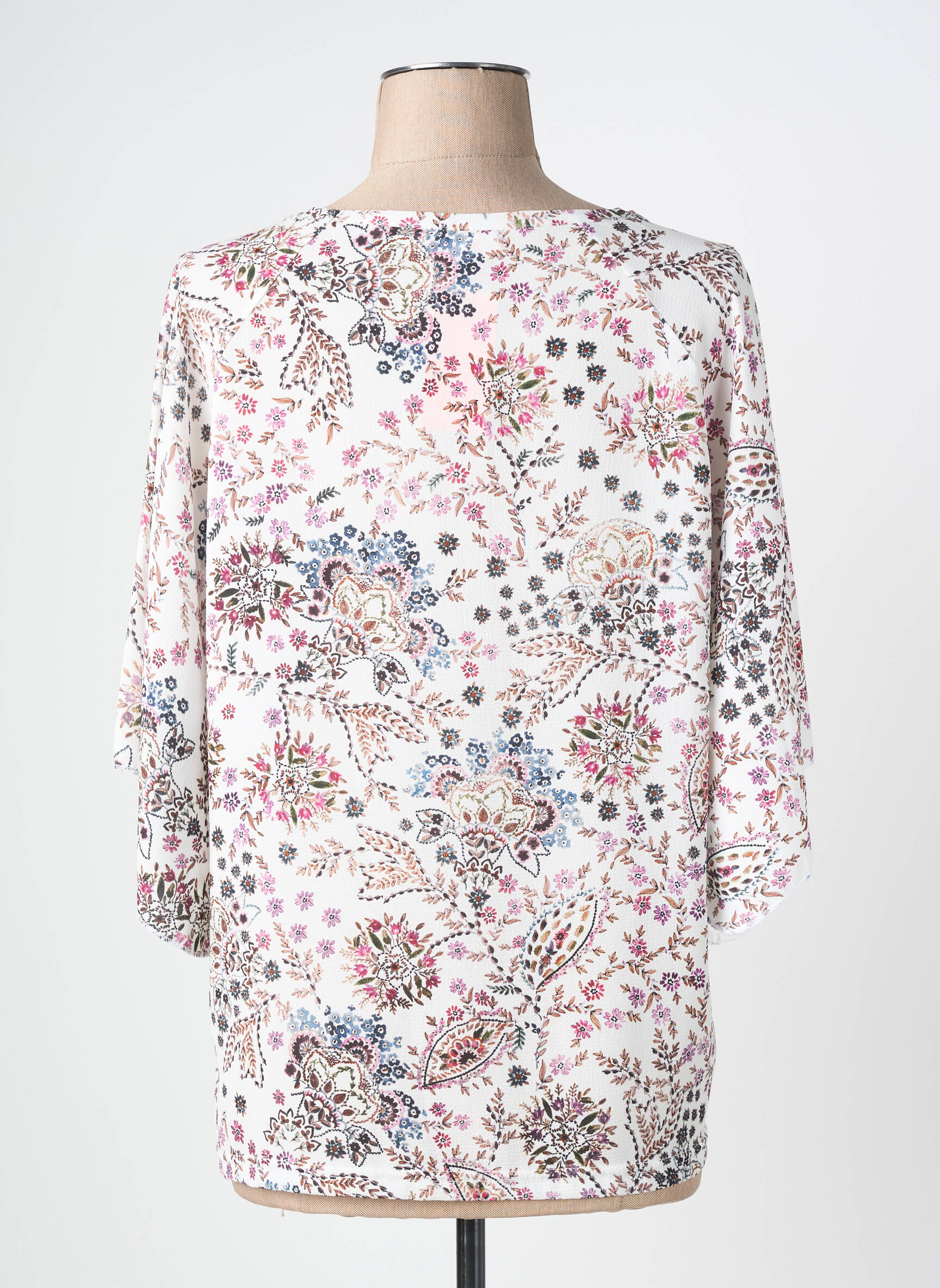 Blouse imprimé fleurs manches courtes blanc THE STYLE femme