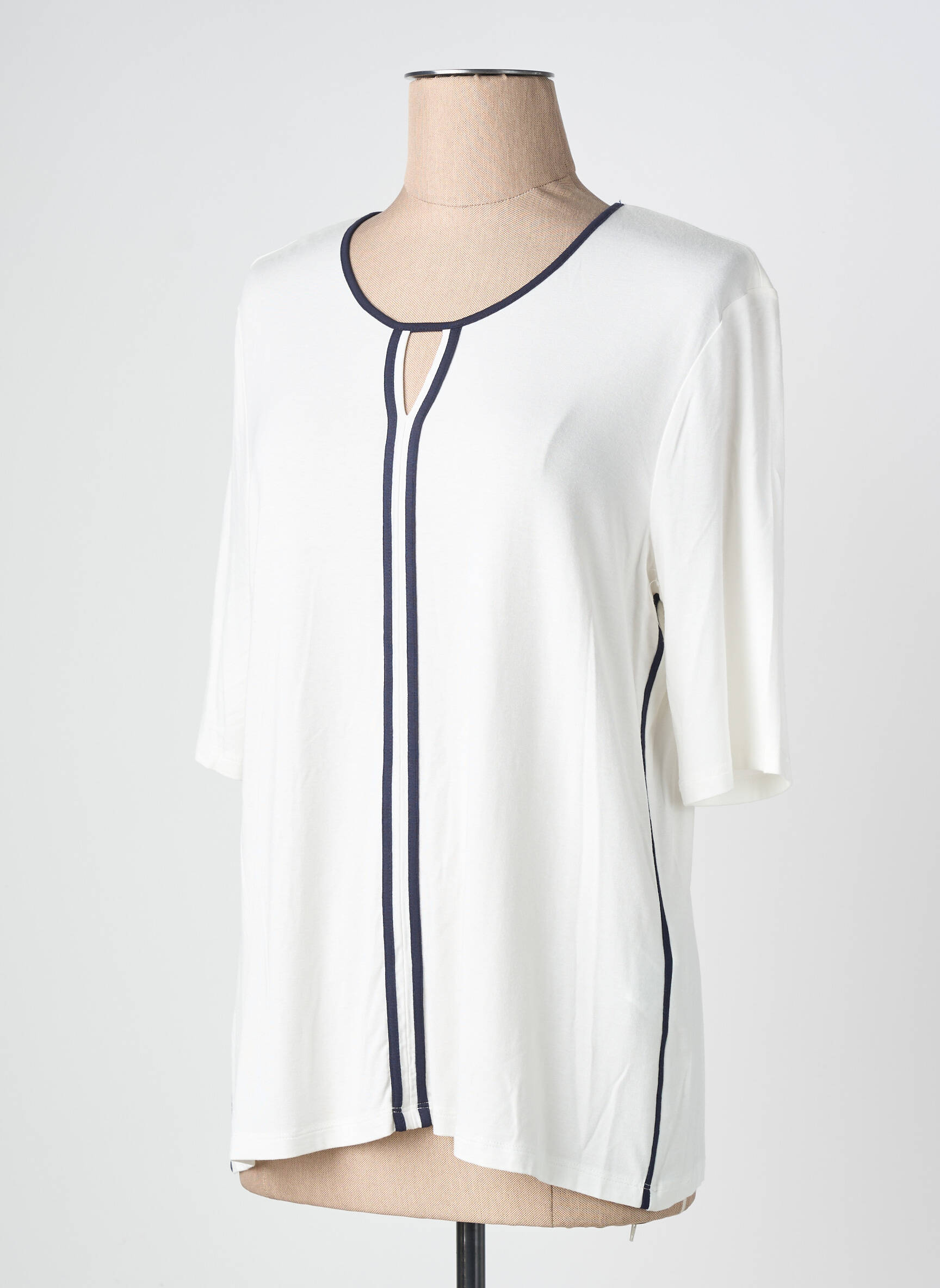 T-shirt stretch manches courtes blanc BARBARA LEBEK femme