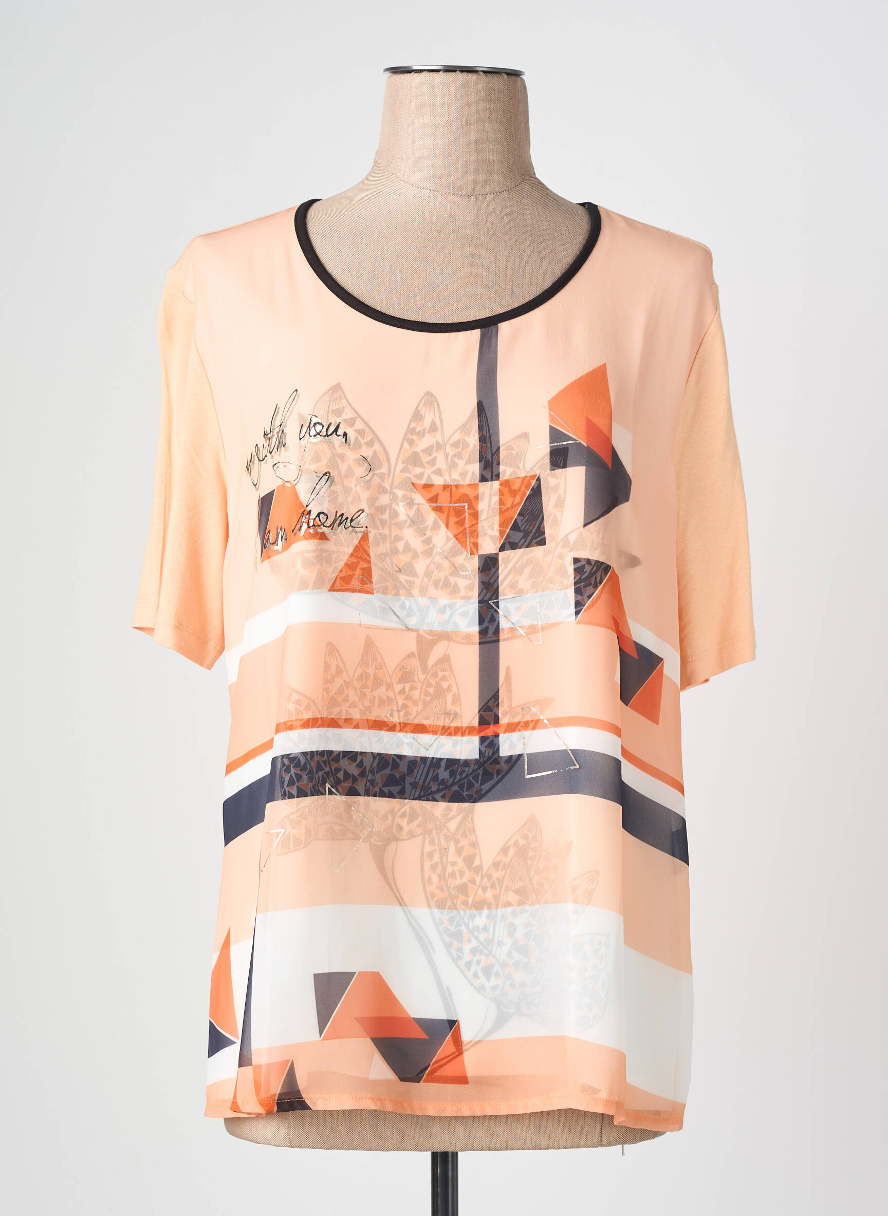 T-shirt imprimé fantaisie manches courtes orange BARBARA LEBEK femme