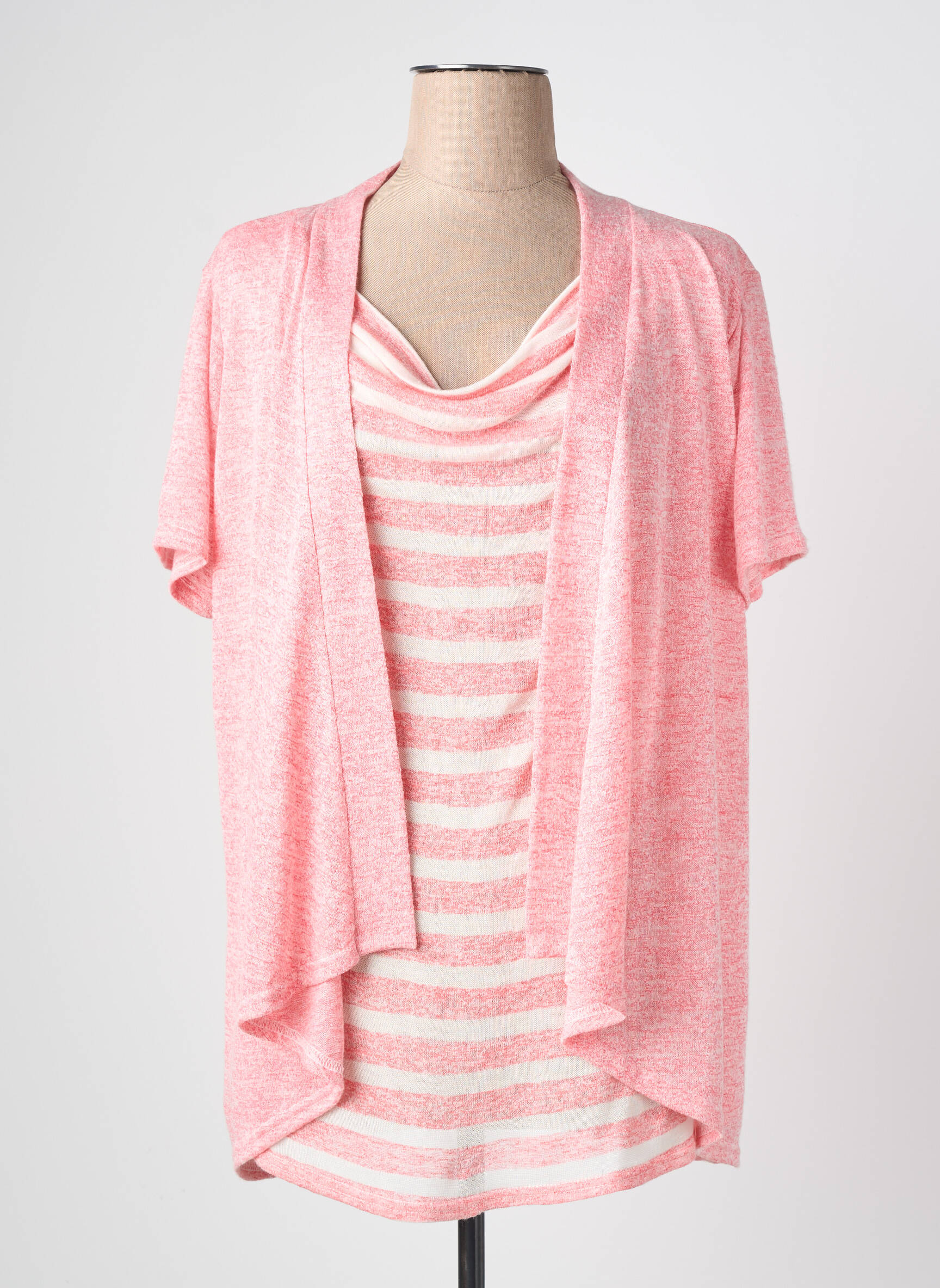 Top stretch manches courtes rose QUATRE VINGT JOURS femme